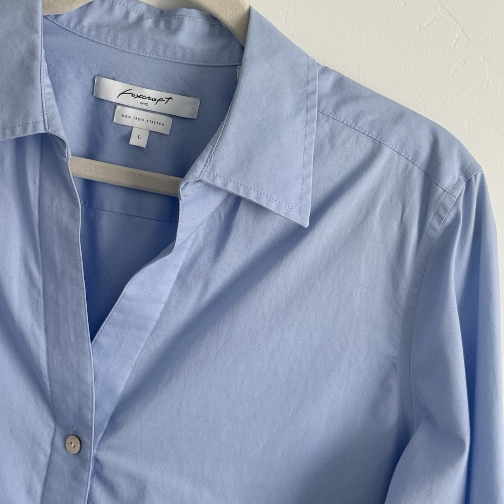 Foxcroft Button Down Shirt L No Iron Normcore New England Office Clean Girl - Picture 3 of 9